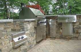 outdoor kitchen grill stone veneer