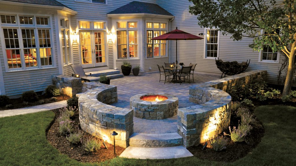 Improve You Outdoor Living Space stone veneer fire pit