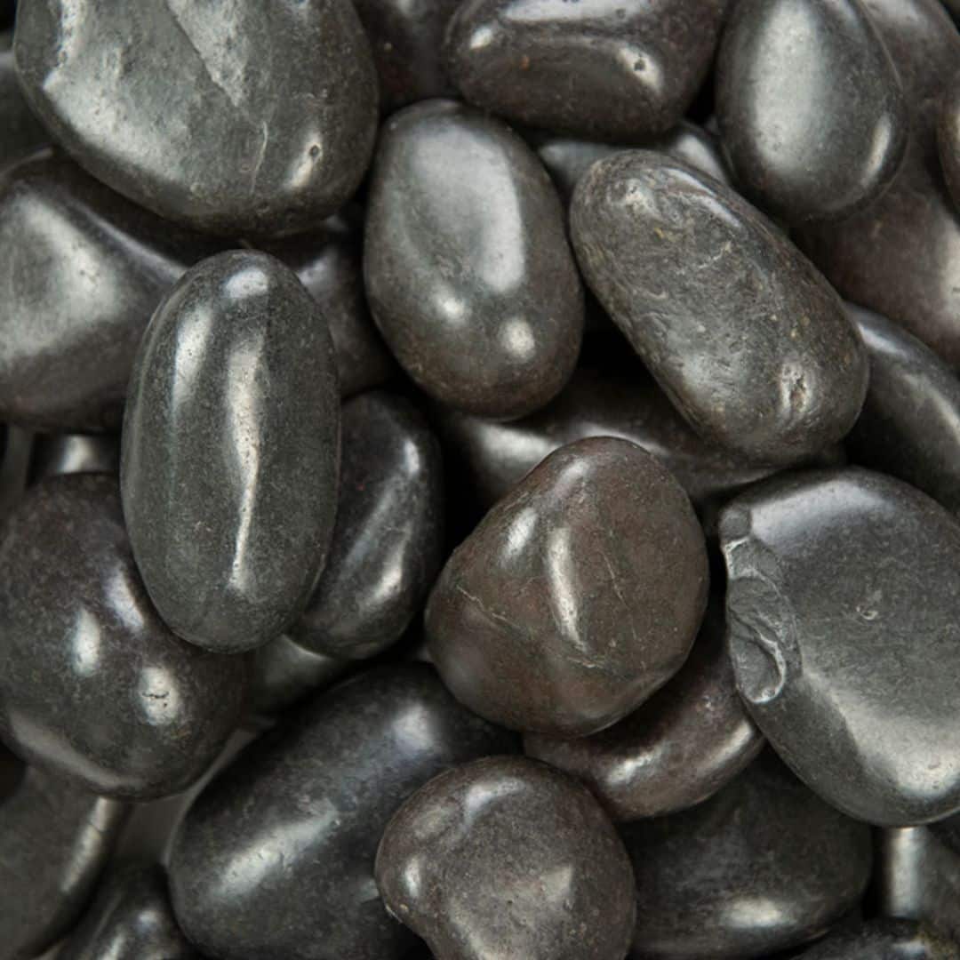 Black Polished Pebbles Size Large  1 - 2 in 40LB Bag