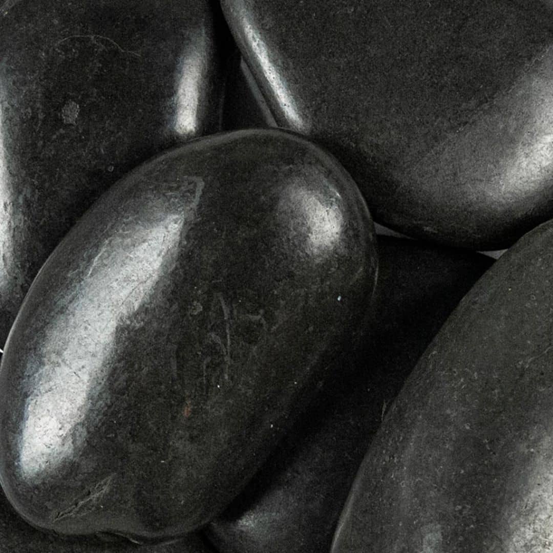Black Polished Pebbles Size Large 2 - 3.5 in 40LB Bag
