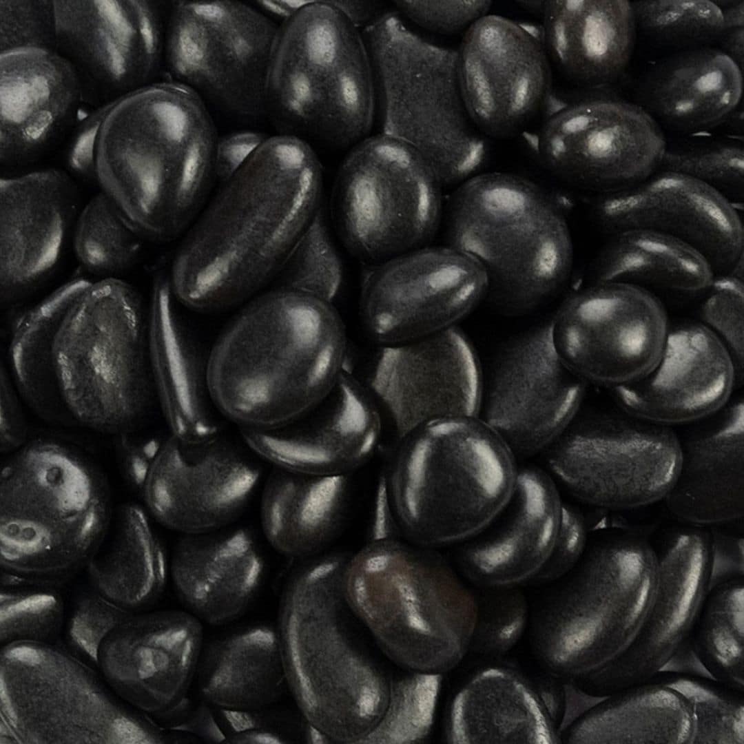 Black Polished Pebbles Size Small 0.25 - 0.5 in 40LB Bag