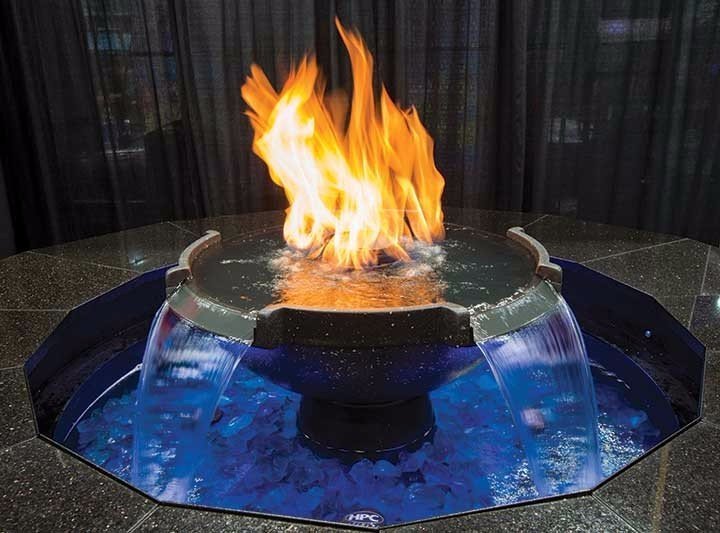 H2Onfire 4 Scupper GFRC Fire and Water Bowl by HPC