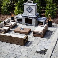 Patio Pavers with Fireplace and Furniture