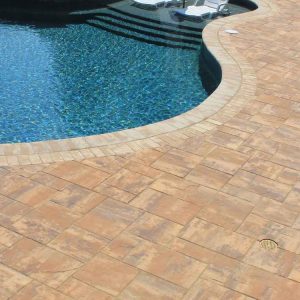 Nicolock alpine ridge paving stones used on patio near pool