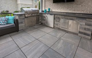 Unilock porcelain outdoor kitchen