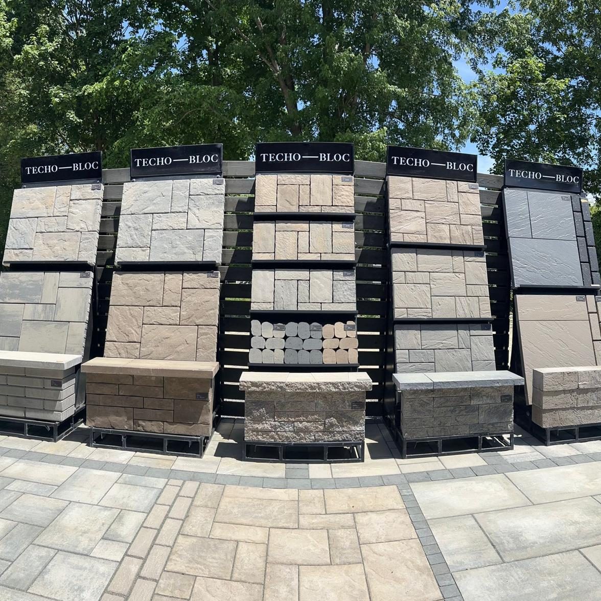 outdoor display Techo-Bloc patio paver view at old station outdoor and landscape supply