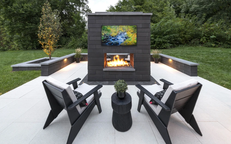 U-Cara Modular Fireplace System outdoor patio living area