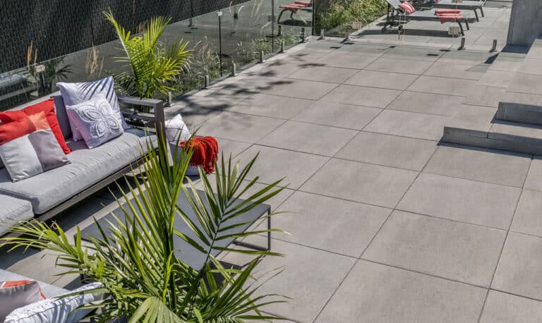 A clean paver surface ready for cleaning, showcasing the outdoor concrete pavers.