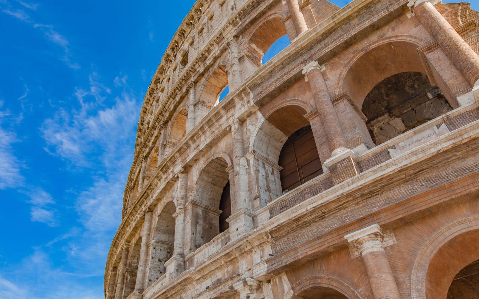 Travertine in Roman Colosseum Travertine Built Colosseum Close Up