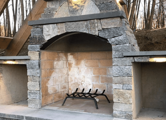 Connecticut Blend ashlar stone outdoor fireplace application