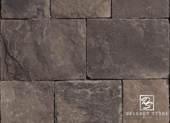 Fieldstone Dark Square and Rectangle Natural Thin Stone Veneer swatch.