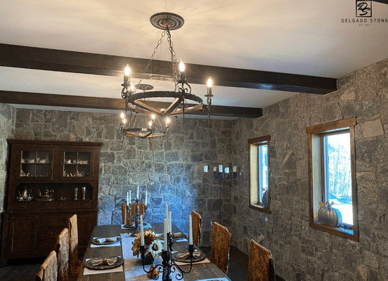 Greenwich Blue natural stone veneer interior accent wall application