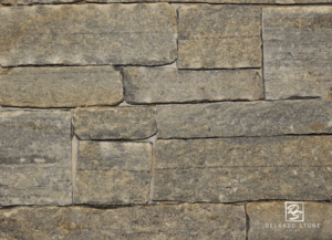 Spruce Mountain Ashlar stone veneer swatch featuring natural stone texture and soft earth-tone color variation.