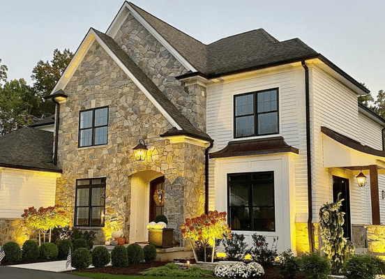 Sterling Tan natural stone veneer residential exterior facade