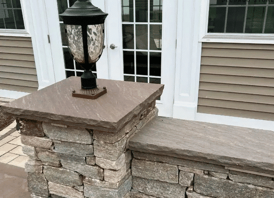 Colonial tan ashlar outdoor stone walls