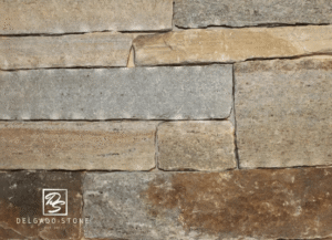 Colonial Tan Ashlar Natural Thinstone Veneer Swatch.
