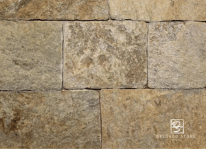 Colonial Tan Square and Rectangle Natural Thinstone Veneer Swatch.