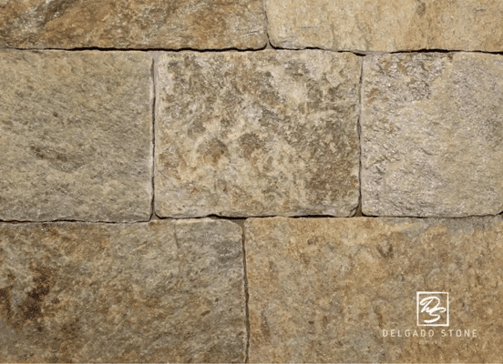 Colonial Tan Square and Rectangle Natural Thinstone Veneer Swatch.