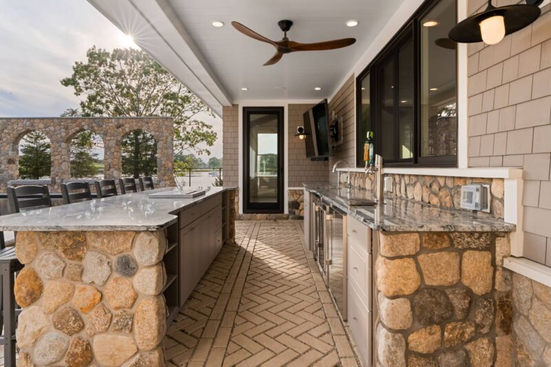 Stoneyard Kems Bevely Outdoor Covered Kitchen Stone Arches